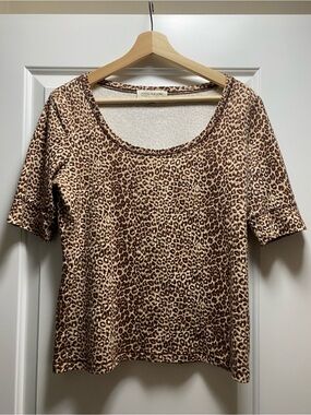 Jones New York Leopard 100% cotton 3/4 sleeve top